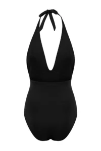 TRENDYOLMİLLA Black Deep V-neck Covered Regular Basic Swimsuit - Image 7