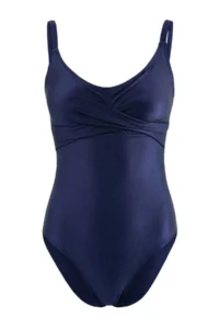 TRENDYOLMİLLA Navy Blue V-neck Covered Regular Swimsuit