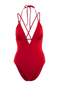 TRENDYOLMİLLA Rejection V-neck Covered Boncuk with accessories Regular Swimsuit