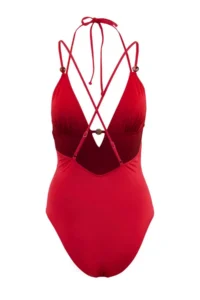 TRENDYOLMİLLA Rejection V-neck Covered Boncuk with accessories Regular Swimsuit - Image 2