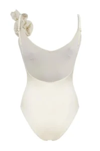 TRENDYOLMİLLA Ecru V-neck Covered Floral Appliqued Regular Swimsuit - Image 2