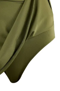 TRENDYOLMİLLA Khaki V-neck Covered Regular Skirt Swimsuit - Image 2