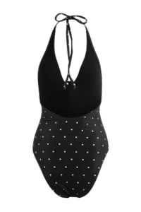 TRENDYOLMİLLA Polka Dot V-neck Covered Floral Appliqued Regular Swimsuit - Image 5