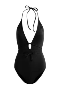 TRENDYOLMİLLA Black Deep V-neck Covered tied up High Leg brazilian Swimsuit