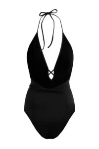 TRENDYOLMİLLA Black Deep V-neck Covered tied up High Leg brazilian Swimsuit - Image 2