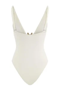TRENDYOLMİLLA Ecru V-neck Covered Casting with accessories Regular Swimsuit - Image 2