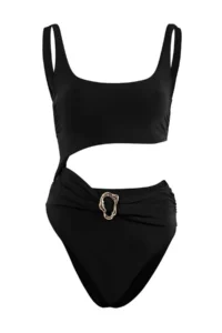 TRENDYOLMİLLA Black Square Neck Covered with accessories Regular Mayokini