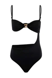 TRENDYOLMİLLA Black Strapless Covered with accessories Regular Mayokini