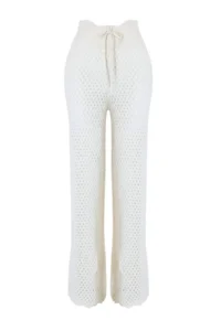 TRENDYOLMİLLA Ecru Knitwear LONG Regular Waist Beach Pantolonu