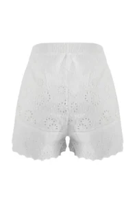 TRENDYOLMiLLA White Weaving Embroidered Mini 100% Cotton Beach Shorts - Image 2