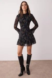 TRENDYOLMİLLA Black Dog collar Weaving Dress