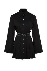 TRENDYOLMİLLA X Sagaza Studio Black Belden Açılan/skater Elastic Waist pleated Poplin Dress - Image 6