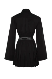 TRENDYOLMİLLA X Sagaza Studio Black Belden Açılan/skater Elastic Waist pleated Poplin Dress - Image 8