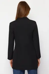 Trendyol Modest Black Double buttoned Pocket Detail Lined Blazer Weaving Jacket - Image 10