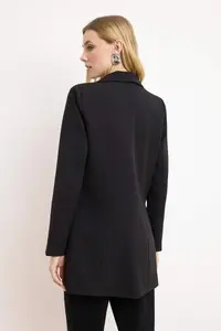 Trendyol Modest Black Double buttoned Pocket Detail Lined Blazer Weaving Jacket - Image 4