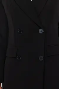Trendyol Modest Black Double buttoned Pocket Detail Lined Blazer Weaving Jacket - Image 9