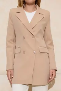 Trendyol Modest Mink Double buttoned Pocket Detail Lined Blazer Weaving Jacket - Image 3