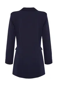 Trendyol Modest Navy Blue Double buttoned Pocket Detail Lined Blazer Weaving Jacket - Image 7