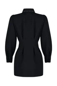 Trendyol Modest Black Waisted Pearl Detailed Weaving Shirt - Image 8