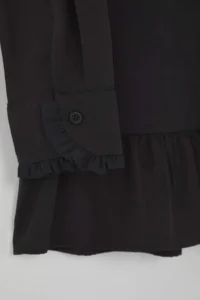 Trendyol Modest Black Cotton Ruffle Detailed Weaving Shirt - Image 6