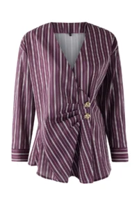 Trendyol Modest Multicolored Button Detailed Striped Weaving Shirt - Image 5