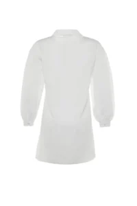 Trendyol Modest White Balloon Sleeve Back LONG Pocket Detail Basic Weaving Shirt - Image 13