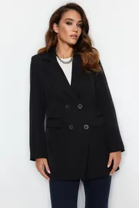 Trendyol Modest Black Double Button Detailed with pocket Lined Blazer Weaving Jacket - Image 2