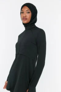 Trendyol Modest Black Long Sleeve Performance Surf Handcrafted Hijab Haşema 4 Sets Swimsuit Set - Image 2