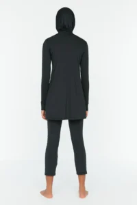 Trendyol Modest Black Long Sleeve Performance Surf Handcrafted Hijab Haşema 4 Sets Swimsuit Set - Image 6
