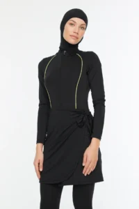 Trendyol Modest Black Stripe Detailed Surf 4 Sets Swimsuit Set - Image 2