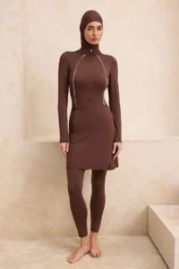 Trendyol Modest Brown Scuba Plain beachwear