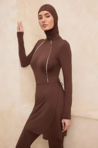 Trendyol Modest Brown Scuba Plain beachwear - Image 2