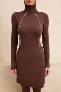 Trendyol Modest Brown Scuba Plain beachwear - Image 3
