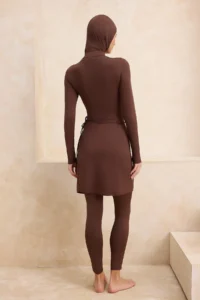 Trendyol Modest Brown Scuba Plain beachwear - Image 5