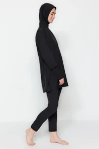 Trendyol Modest Black Fully Closed Performance Knitting Lycra 4 Sets Swimsuit Set - Image 7