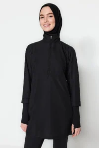 Trendyol Modest Black Fully Closed Performance Knitting Lycra 4 Sets Swimsuit Set - Image 8