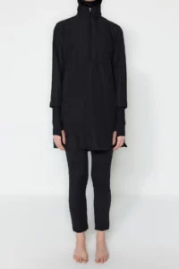 Trendyol Modest Black Fully Closed Performance Knitting Lycra 4 Sets Swimsuit Set - Image 9