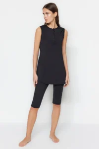 Trendyol Modest Black Zipper Detailed Half Closed 3 Sets Swimsuit Set - Image 2