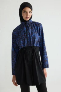 Trendyol Modest Indigo Full Closed Parachute Quick Drying Material Holiday 4 Sets Patterned Swimsuit Set - Image 2