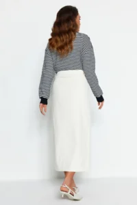 TRENDYOLMİLLA Ecru Button Closure Denim Jeans Skirt - Image 13