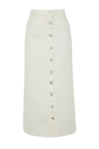 TRENDYOLMİLLA Ecru Button Closure Denim Jeans Skirt - Image 14
