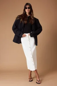 TRENDYOLMİLLA Ecru Button Closure Denim Jeans Skirt - Image 2