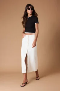 TRENDYOLMİLLA Ecru Button Closure Denim Jeans Skirt - Image 4