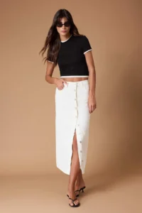 TRENDYOLMİLLA Ecru Button Closure Denim Jeans Skirt - Image 5