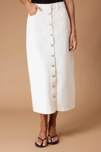 TRENDYOLMİLLA Ecru Button Closure Denim Jeans Skirt - Image 6