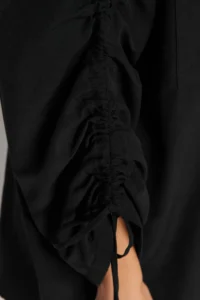 Trendyol Modest Black Sleeves Adjustable Drawstring Detailed Weaving Cotton Shirt - Image 5