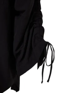 Trendyol Modest Black Sleeves Adjustable Drawstring Detailed Weaving Cotton Shirt - Image 8