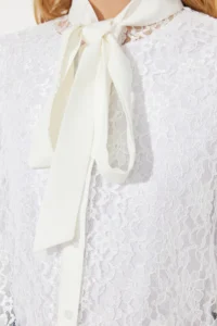 Trendyol Modest White embroidery Lace Chic Weaving Shirt - Image 6