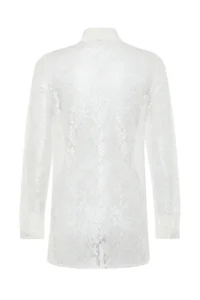 Trendyol Modest White embroidery Lace Chic Weaving Shirt - Image 9