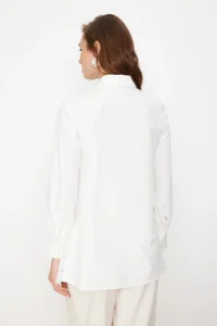 Trendyol Modest Ecru embroidery Detailed Cotton Weaving Shirt - Image 6